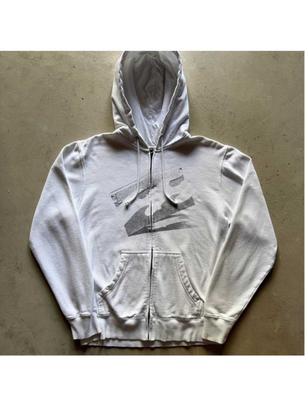 billabong white grey graphic zip up hoodie